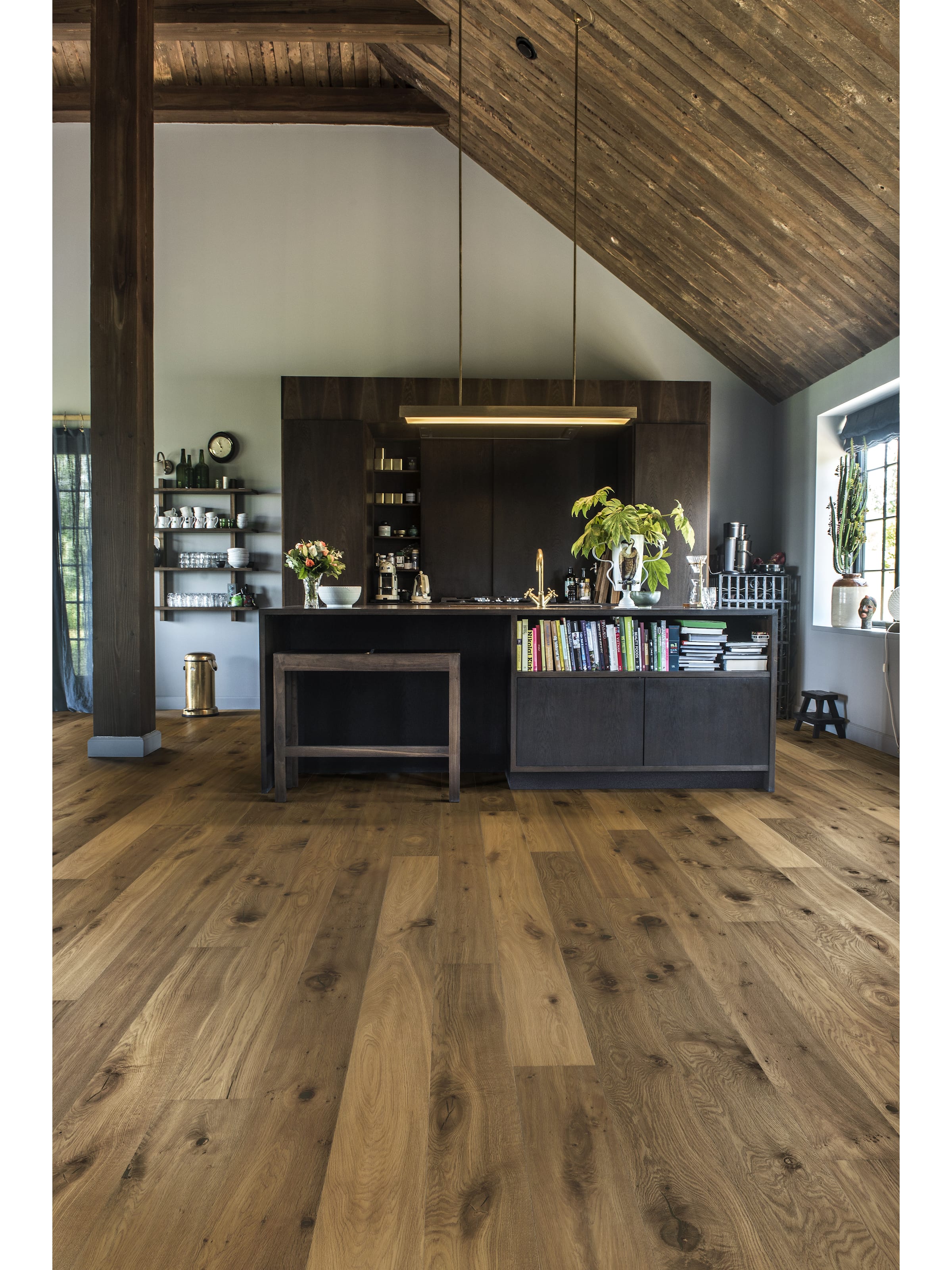 Kährs Småland Collection Oak Sevede handscraped oiled engineered hardwood in a rustic interior