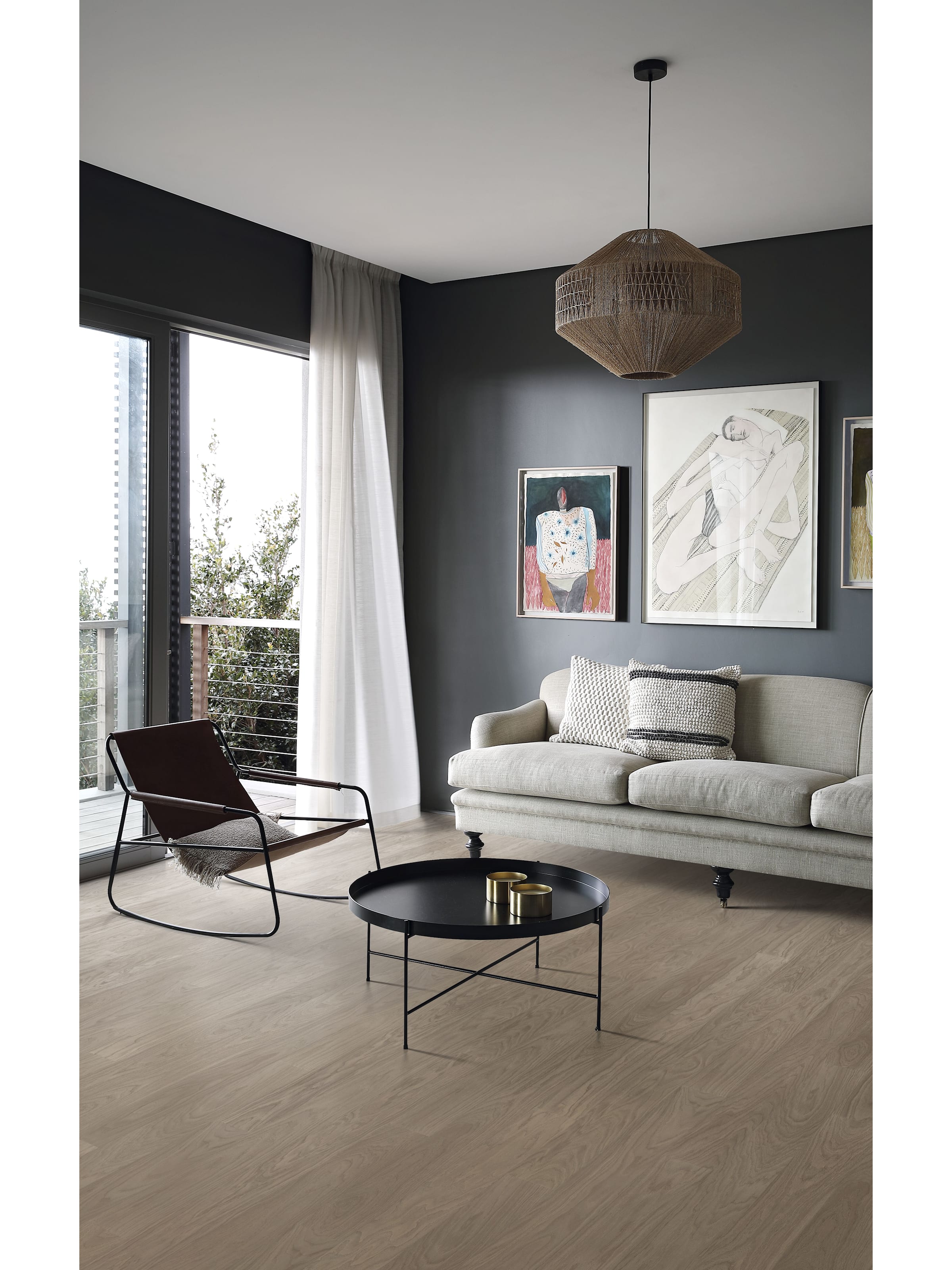 Kährs Life Essential Collection Earl Grey Wide low profile veneer hardwood in a Canadian condo